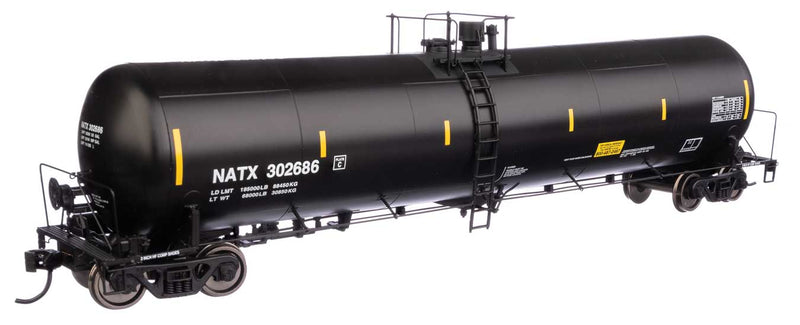 55' Trinity 30,145-Gallon Tank Car - Ready to Run -- North American Tank Line NATX #302686 (black, white, yellow marks)-1