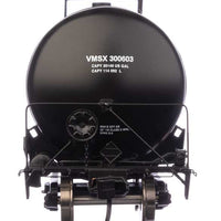55' Trinity 30,145-Gallon Tank Car - Ready to Run -- Valero Marketing & Supply VMSX #300603 (black, white, yellow marks)