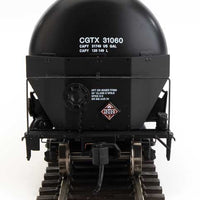 55' Trinity Modified 30,145-Gallon Tank Car - Ready to Run -- GATX Rail Canada CGTX #31060 (black, white; yellow conspicuity marks)