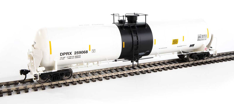 55' Trinity Modified 30,145-Gallon Tank Car - Ready to Run -- PBF Holding Co. DPRX #259068 (white, black; yellow conspicuity marks)-1