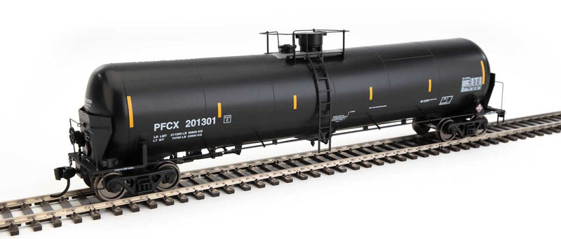 55' Trinity Modified 30,145-Gallon Tank Car - Ready to Run -- First Union Wells Fargo Rail Corp PFCX #201301 (black, white, yellow conspic-1
