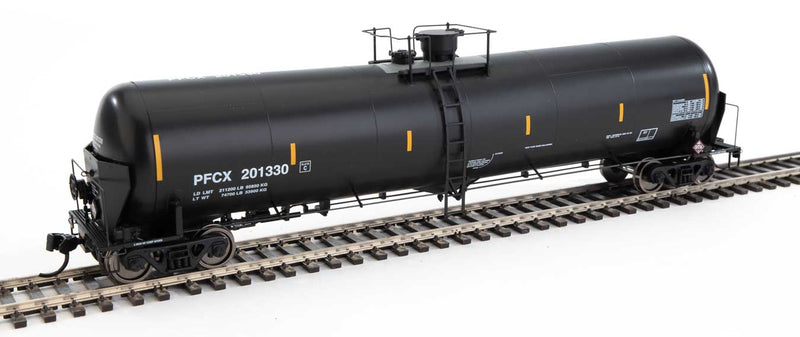 55' Trinity Modified 30,145-Gallon Tank Car - Ready to Run -- First Union Wells Fargo Rail Corp PFCX #201330 (black, white, yellow conspic-1