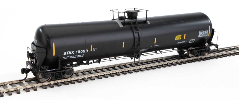 55' Trinity Modified 30,145-Gallon Tank Car - Ready to Run -- Stauffer Chemical Co. STAX #10099 (black, white, yellow conspicuity marks)-1