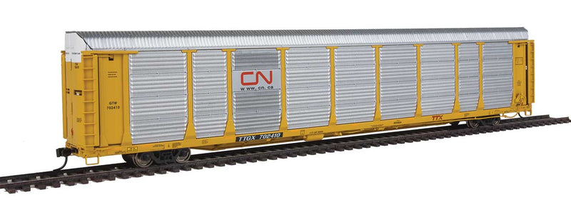89' Thrall Bi-Level Auto Carrier - Ready To Run -- Canadian National / GTW Rack / TTGX Flatcar #702410-1