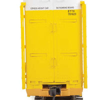 89' Thrall Enclosed Tri-Level Auto Carrier - Ready to Run -- Chicago & North Western(TM) ETTX Flat #701623 (yellow, silver)