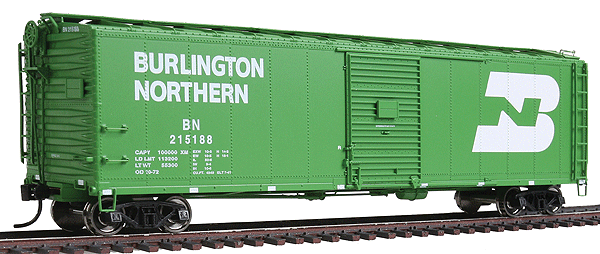 50' AAR Single-Door Boxcar - Ready to Run -- Burlington Northern #215188 (Cascade Green, white, Large Logo)