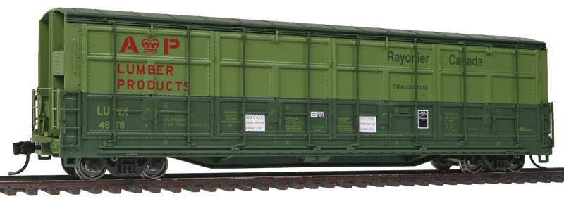 56' Thrall All-Door Boxcar - Ready to Run -- Rayonier LUNX #4878 (2-Tone Green, red; A&P Markings)