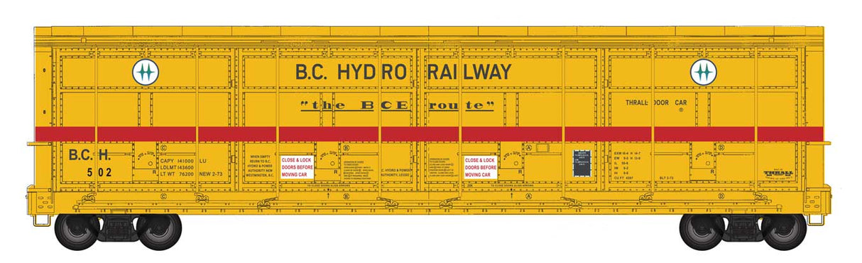 56' Thrall All-Door Boxcar - Ready to Run -- BC Hydro #502
