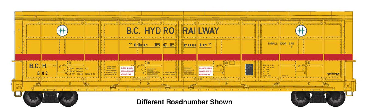 56' Thrall All-Door Boxcar - Ready to Run -- BC Hydro #508