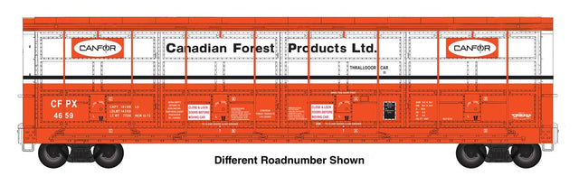 56' Thrall All-Door Boxcar - Ready to Run -- Canfor (Red) #4674