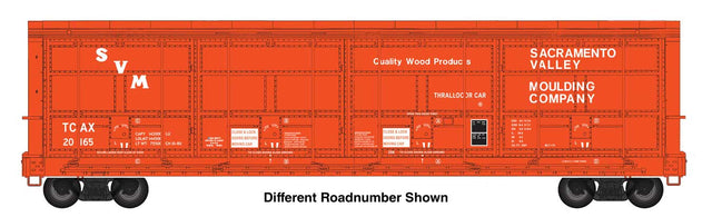 56' Thrall All-Door Boxcar - Ready to Run -- Sacramento Valley Moulding TCAX #20169