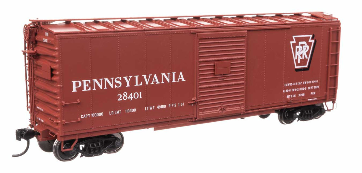 40' X29B Boxcar - Ready to Run -- Pennsylvania Railroad #28401 (Shadow Keystone Script)-1