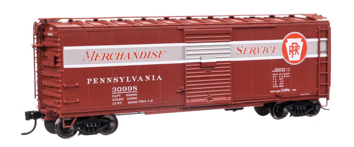 40' X29B Boxcar - Ready to Run -- Pennsylvania Railroad #30998 (Merchandise Service, With Stiffeners)