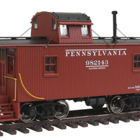PRR N6B Wood Cabin Car (Caboose) w/Offset Cupola - Ready to Run -- Pennsylvania #982143 (Tuscan, black w/Modified Block lettering & bars)