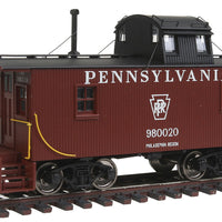 PRR N6B Wood Cabin Car (Caboose) w/Offset Cupola - Ready to Run -- Pennsylvania Railroad #980020 (Tuscan, black; Keystone in Middle)