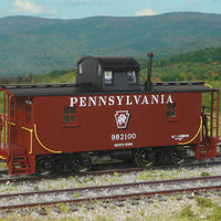 PRR N6B Wood Cabin Car (Caboose) w/Centered Cupola - Ready to Run -- Pennsylvania #982100 (Tuscan, black w/Keystone in middle)