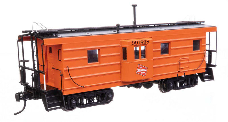 Milwaukee Road Rib Sided Caboose -- Milwaukee Road #991898 (orange, black; oil stove)-1