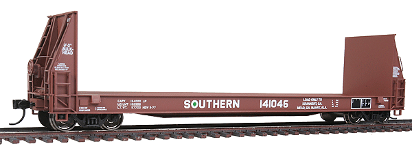 50' Sieco Pulpwood Flatcar - Ready to Run -- Southern Railway #141646 (Boxcar Red, Green Light O in Southern)