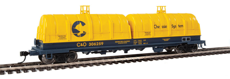 50' Evans Cushion Coil Car - Ready to Run -- Chessie System C&O #306259 (Glass-Fiber Hoods; blue, yellow)-1