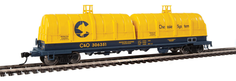 50' Evans Cushion Coil Car - Ready to Run -- Chessie System C&O #306351 (Glass-Fiber Hoods; blue, yellow)-1