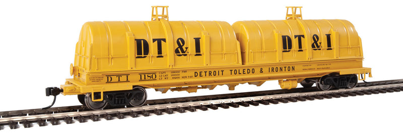 50' Evans Cushion Coil Car - Ready to Run -- Detroit, Toledo & Ironton #1180 (Glass-Fiber Hoods; black, yellow)-1