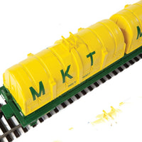 50' Evans Cushion Coil Car - Ready to Run -- Missouri-Kansas-Texas(TM) #14027 - glass-fiber hoods (green, yellow)