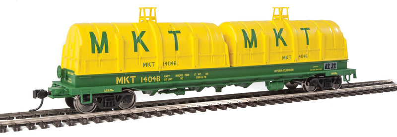 50' Evans Cushion Coil Car - Ready to Run -- Missouri-Kansas-Texas(TM) #14046 - glass-fiber hoods (green, yellow)-1