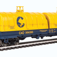 50' Evans Cushion Coil Car - Ready to Run -- Chessie System C&O #306283 (Glass-Fiber Hoods, yellow, blue)