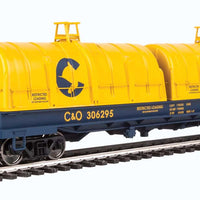 50' Evans Cushion Coil Car - Ready to Run -- Chessie System C&O #306295 (Glass-Fiber Hoods, yellow, blue)