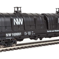 50' Evans Cushion Coil Car - Ready to Run -- Norfolk & Western #169991 (Glass-Fiber Hoods, black, NW Logo)