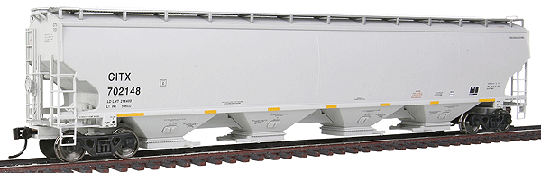 67' Trinity 6351 4-Bay Covered Hopper - Ready to Run -- CIT Group/Capital Finance CITX #702148 (gray, yellow Conspicuity Markings)