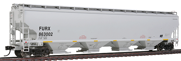 67' Trinity 6351 4-Bay Covered Hopper - Ready to Run -- First Union Rail FURX #863002 (gray, yellow Conspicuity Markings, No Logo)