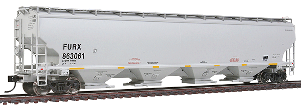 67' Trinity 6351 4-Bay Covered Hopper - Ready to Run -- First Union Rail FURX #863061 (gray, yellow Conspicuity Markings, No Logo)