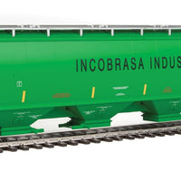 67' Trinity 6351 4-Bay Covered Hopper - Ready to Run -- Incobrasa Industries Limited BRIX #97442 (green, yellow conspicuity stripes)