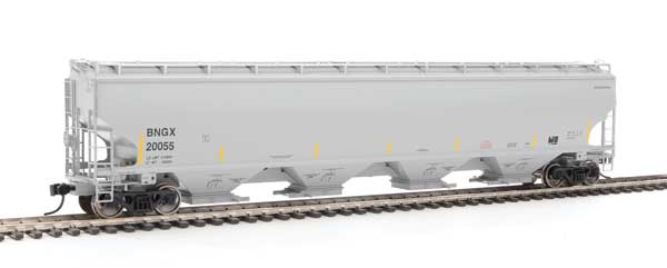 67' Trinity 6351 4-Bay Covered Hopper - Ready to Run -- Bunge Corporation BNGX #20055 (gray, Yellow Conspicuity Stripes)-1