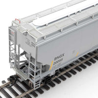 67' Trinity 6351 4-Bay Covered Hopper - Ready to Run -- Bunge Corporation BNGX #20055 (gray, Yellow Conspicuity Stripes)