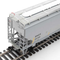 67' Trinity 6351 4-Bay Covered Hopper - Ready to Run -- Bunge Corporation BNGX #20195 (gray, Yellow Conspicuity Stripes)
