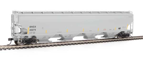 67' Trinity 6351 4-Bay Covered Hopper - Ready to Run -- Bunge Corporation BNGX #20274 (gray, Yellow Conspicuity Stripes)-1