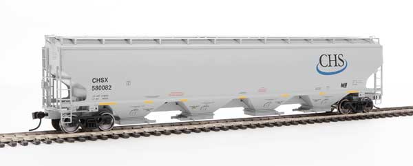67' Trinity 6351 4-Bay Covered Hopper - Ready to Run -- Cenex Harvest States Cooperative CHSX #580082 (gray, blue CHS Logo)-1