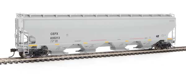 67' Trinity 6351 4-Bay Covered Hopper - Ready to Run -- CIT Group-Capital Finance, Inc. CEFX #635313 (gray, Yellow Conspicuity Strip-1