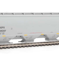 67' Trinity 6351 4-Bay Covered Hopper - Ready to Run -- CIT Group-Capital Finance, Inc. CEFX #635337 (gray, Yellow Conspicuity Strip