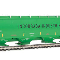 67' Trinity 6351 4-Bay Covered Hopper - Ready to Run -- Incobrasa Industries Limited BRIX #97441 (green, yellow conspicuity stripes)