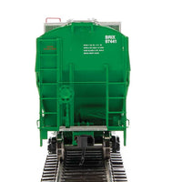 67' Trinity 6351 4-Bay Covered Hopper - Ready to Run -- Incobrasa Industries Limited BRIX #97441 (green, yellow conspicuity stripes)