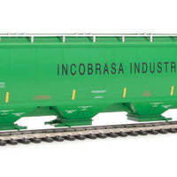 67' Trinity 6351 4-Bay Covered Hopper - Ready to Run -- Incobrasa Industries Limited BRIX #97451 (green, yellow conspicuity stripes)