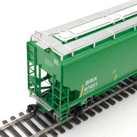 67' Trinity 6351 4-Bay Covered Hopper - Ready to Run -- Incobrasa Industries Limited BRIX #97451 (green, yellow conspicuity stripes)