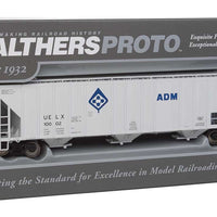 55' Evans 4780 Cubic Foot 3-Bay Covered Hopper - Ready To Run -- Archer-Daniels-Midland UELX #10012 (gray, blue; Molecule Logo)