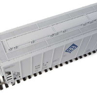 55' Evans 4780 Cubic Foot 3-Bay Covered Hopper - Ready To Run -- Archer-Daniels-Midland UELX #10018 (gray, blue; Molecule Logo)