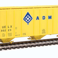 55' Evans 4780 Cubic Foot 3-Bay Covered Hopper - Ready To Run -- Archer-Daniels-Midland UELX #30223 (yellow, blue; Molecule Logo)