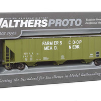 55' Evans 4780 Cubic Foot 3-Bay Covered Hopper - Ready To Run -- Farmers Co-op Association USLX #26275 (Mead, Nebraska; green, white)