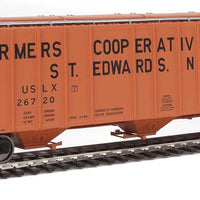 55' Evans 4780 Covered Hopper - Ready To Run -- Farmers Co-op Association USLX #26720 (St. Edwards, Nebraska; orange, black)